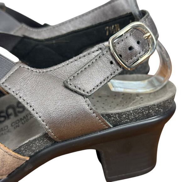 SAS Allegro Lusso Women Metallic Chunky Heel Sandals Strappy Leather Shoes 7.5 N - Picture 9 of 16